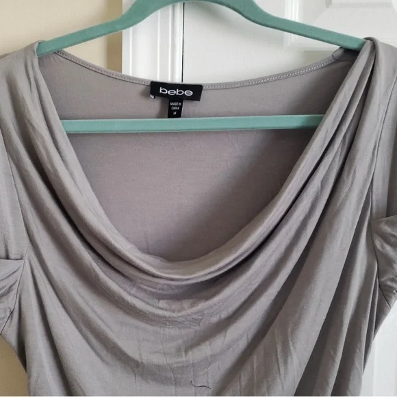 Bebe gray boatneck drop long too with silver sequins In shoulders - M - Picture 4 of 5